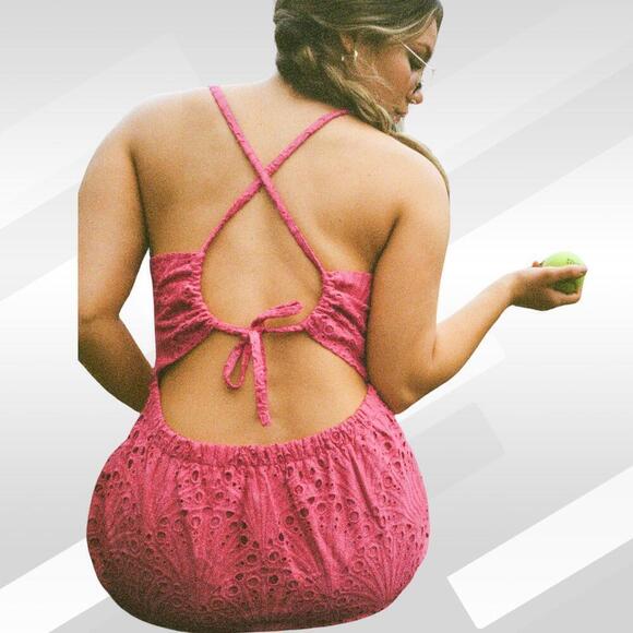 2/$50 Andie The Roatan Midi Dress Eyelet Rosette Size M - Picture 2 of 8